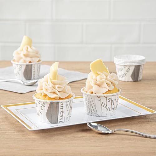Restaurantware 2 oz Round Paper Newsprint Medium Baking Cup, 200 Pack - Image 4