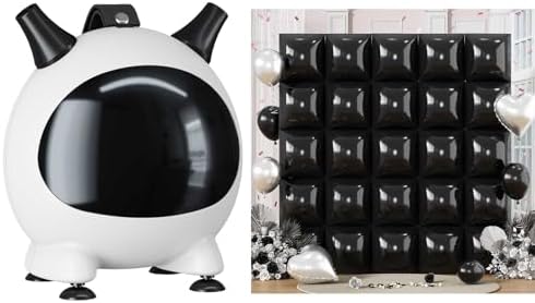 Electric Balloon Pump with 25PCS Black Square Foil Balloons, 600W Dual Nozzle Air Blower and Metallic Black Tunnel Arch Kit for Birthday Baby Shower Wedding Graduaton Party Decorations by Froova