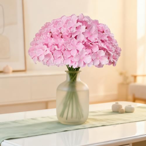 100 Pcs Faux Pink Hydrangea Artificial Flowers Bulk, Fake Silk Hydrangea Flowers Heads with Stems for Wedding Decorations Garden Party Baby Shower Porch Home Decor Table Centerpieces - Image 4