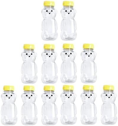 8 Ounce Plastic Squeezable Honey Bears with Sealable Flip Top Lids - BPA Free, Hand Wash Only (Yellow, 12 Pack) by CLEARVIEWCONTAINERS