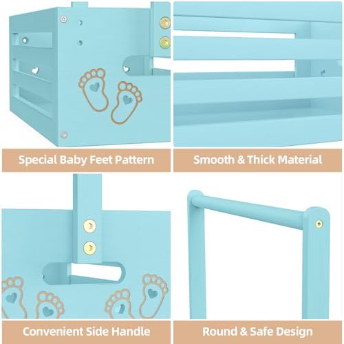 BAMBOOHOMIE Baby Shower Crate Closet, Baby Baskets with Hangers Handle, Baby Crate Box for Baby Shower, Welcome Gift Basket for Newborn Baby, Pregnancy Gift for New Parents (Blue, Large Size) - Image 2