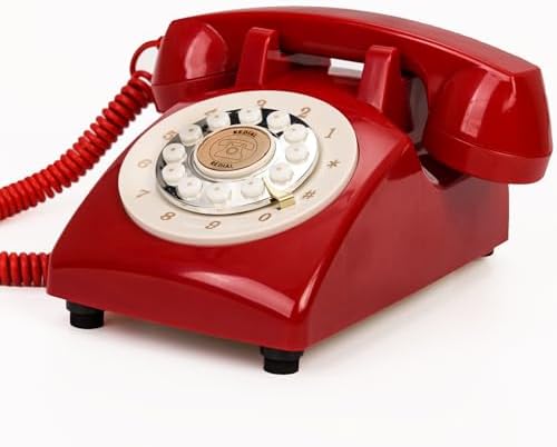 Audio Guest Book Wedding Phone,32GB Memory Customized Audio Messages, Volume Adjustable, with Message Replay Feature, Suitable for All Kinds of Party (Art Deco, Fresh-Red) by FiayaComVintageTelephone