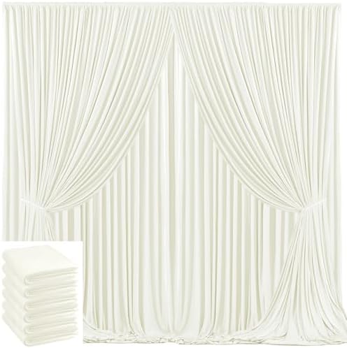 30x10ft Ivory Backdrop Curtain for Wedding Parties Wrinkle Free Fabric Ivory Drapes Backdrop Decoration for Baby Shower Birthday Photography Decoration 6 Panels, 5ft x 10ft by Gogoparti