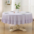 Table Cloth, Lavender White Gingham, Round Dia.90” by KMASANIJI