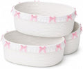 SiliFine 3 Pcs Pink Bow Storage Basket Cute Basket for Gifts Empty by SiliFine