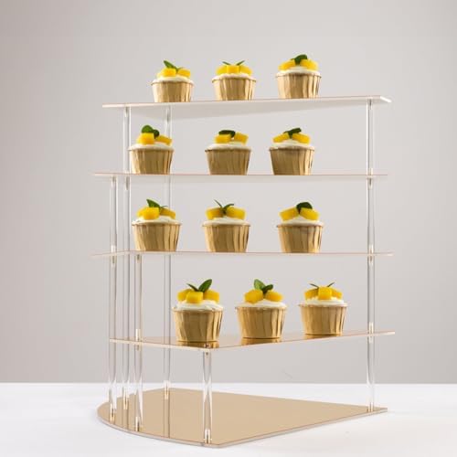 Efavormart 4-Tier Gold Spiral Cupcake Stand Mirror Finish Stairway Dessert Display, Elegant Vanity Storage Perfume Organizer Holder - 17" Tall - Image 6