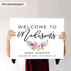 Andaz Press Personalized Large Canvas Baby Shower Welcome Sign, 16 x 20 Inches, Fuchsia Purple Florals, Guestbook Alternative, Custom Baby Shower Sign, for Floral Baby Shower, Baby Sprinkle Theme - Image 6