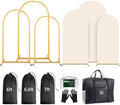 Arch Backdrop Stand and Cover Set 7.2ft,6.6ft,6ft Metal Arch Frame Stand Gold with Beige Cover for Wedding Birthday Party Baby Shower with Storage Bag(Beige, 7.2FT+6.6FT+6FT) by Lrrtwer