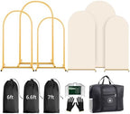 Arch Backdrop Stand and Cover Set 7.2ft,6.6ft,6ft Metal Arch Frame Stand Gold with Beige Cover for Wedding Birthday Party Baby Shower with Storage Bag(Beige, 7.2FT+6.6FT+6FT) by Lrrtwer