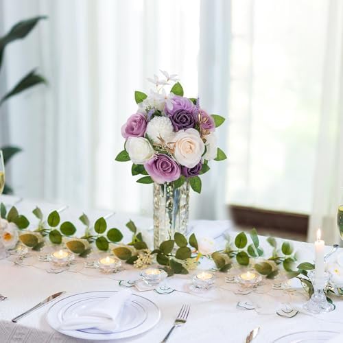 BLOSMON Fake Flowers Ball Centerpiece for Wedding Table, 2 Pcs, Lilac White - Image 3