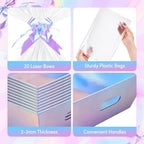 AFOROEOA 20PACK Laser Baskets For Gifts Empty, 12x10x4” Holographic Iridescent Gift Basket Kit with 20 Bows & 20 Bags - Bulk Empty Gift Baskets to Fill for Large Weddings, Parties - Image 5