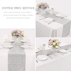 6 Pack Sequin Table Runner 12" x 108" Sparkle Table Runner for Baby Bridal Shower Wedding Birthday Party Table Decor (Silver) - Image 3