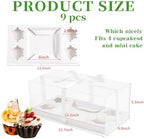 JCD 9 Pcs Clear Cupcake Boxes Combo,Cakes and Cupcakes Box 1+4 Bento Box Clear Bento Cakes Boxes Fit 4 Cupcake and 1 Mini Cake for Valentine Wedding Birthday(1+4/9Pcs) - Image 3