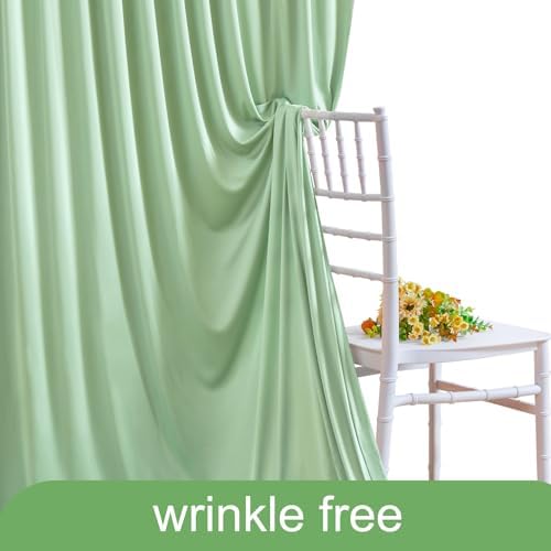 10ft x 7ft Sage Green Backdrop Curtain for Wedding Baby Shower Wrinkle Free Backdrop Drapes Panels for Parties Bridal Shower Birthday Photo Photography Polyester Fabric Background Decoration - Image 6
