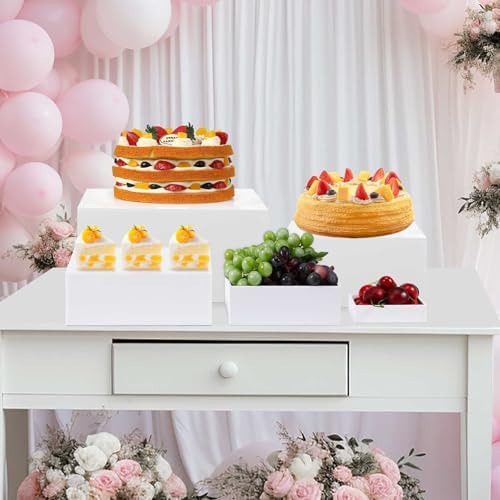 Geelin 8 Pack Acrylic Buffet Display Risers for Food Jewelry,White,Flat - Image 6