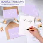 Teling 200 Set Thank You Cards with Envelopes Bulk, 6 x 4 Inch Blank Thank U Greeting Notes with Brown Kraft Envelopes Stickers Thankyou Card Set for Graduation Wedding Birthday Baby Shower(Purple) - Image 5