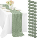 12 Pcs 10FT Sage Green Cheesecloth Table Runner 35 x 120 Inches Long Runner for Tables Gauze Fabric Boho Table Runner Decoration Rustic Sheer Runner for Wedding Baby Shower Birthday Party (Sage Green) by Sunnyline