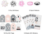 WRAPAHOLIC Christmas Wrapping Paper Set - Rustic Kraft Pink and Grey Christmas Kraft Wrapping Paper Bundle with Gift Bow & Ribbon & Tag & Sticker, Perfect for Birthday, Holiday, Party - Image 6