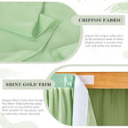 Sage Green Table Skirt 14FT Chiffon Table Skirting 2 Layer Rectangle Green Tablecloth for Birthday Baby Shower Wedding - Image 5