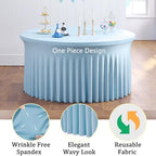6 Pack Spandex Baby Blue Round Tablecloths for 60in Table, Stretchy 120inch Fitted 5ft Table Cloths, Wrinkle Free Round Tablecovers Skirt for Wedding Birthday Parties Baby Shower Banquet - Image 3
