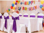 50 Pack Purple Chair Sashes, Gankar Satin Purple Chair Bows Ribbons for Wedding Folding Chairs Birthdy Party Decor, Satin Ties for Banquet Chairs - Image 2