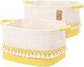 2 Pack Storage Basket for Shelves, Boho Cotton Rope Storage Bins with Heavy Tassel, Shelf Baskets Large Woven Baskets for Organizing, Cube Organizer Bins, Baby Laundry Basket for Clothes, Toys, Pets by Degeyoyo