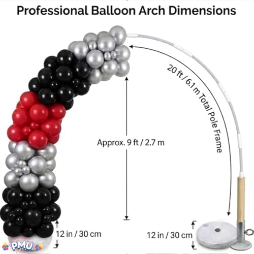 PMU DIY Professional Balloon Arch Deluxe Kit (Black, Red and Silver) Balloon Garland for Party Decoration, Decoration Kit for Birthday Party, Wedding, Graduation, Baby Shower (41689-61646) Pkg/1 - Image 5