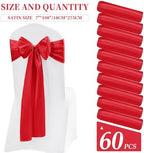 60 Pcs Red Chair Sashes Satin Chair Bows Sashes for Party, Hotel, Wedding, Reception, Restaurant Event Decoration (7 x 108 inch) - Image 2
