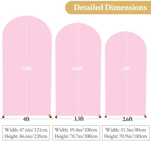 Pink and Lavender Arch Backdrop Cover 7.2FT 6.6FT 6FT Arch Covers Stretchy Backdrop Set of 3 Wedding Arch Cover Spandex Fitted Double-Color Fabric Arch Covers for Party Baby Shower Birthday Decoration - Image 7