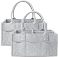 Cute Castle 2 Pack Diaper Caddy Organizer - Portable Baby Caddy Organizer with Handle, Nursery Storage Bin and Car Organizer for Girls, Boys - Baby Gift Basket - Grey, Large by Cute+Castle