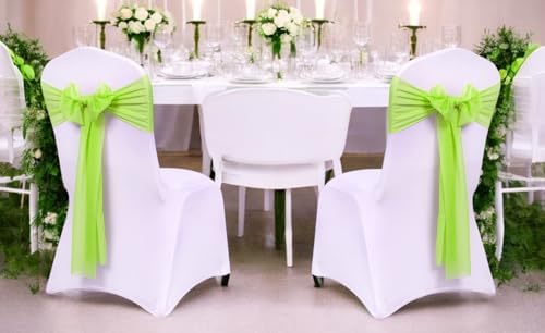 Pack of 25 Chiffon Chair Sashes for Wedding & Event Décor - Parrot Green - Image 2