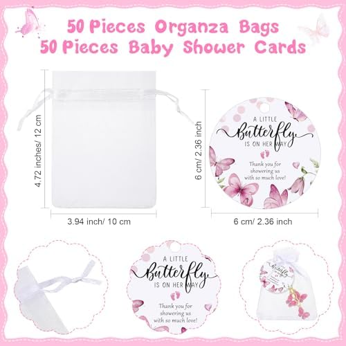 Ferreve 50 Sets Butterfly Baby Shower Favors for Guests Butterfly Keychain - Image 3