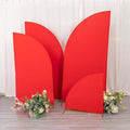 Efavormart Set of 4 Red Spandex Half Moon Arch Covers, Custom Fit Chiara Backdrop Slipcovers 2.5ft-7ft for Award Galas and Grand Opening Entrances by efavormart