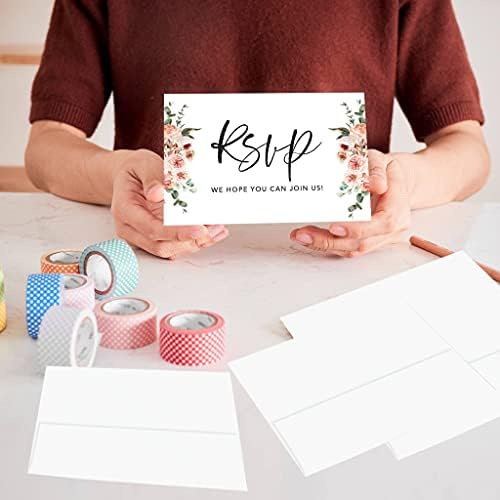 Andaz Press 56-Pack Personalized RSVP Postcards for Wedding Neutral Coral Florals Cardstock Response Reply Cards for Bridal Shower Baby Shower Birthday Event Custom Date and Return Address 4 x 6-Inch - Image 4