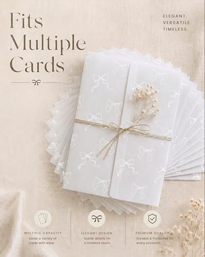 Vellum Jackets for 5x7 Invitations Bow Pattern Invitation Sleeves 100PCS - Image 4