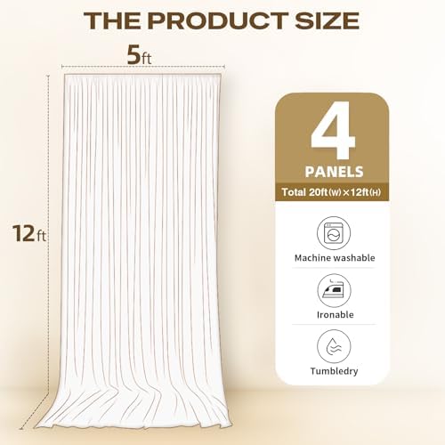 20ftx12ft Hunter Green Backdrop Curtains for Parties, Wrinkle Free Polyester Hunter Green Photo Backdrop Drapes 4 Panels 12 ft Long Back Drop Cloth for Wedding Birthday Photography Background Party - Image 6