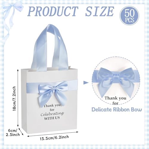 party greeting 50Pcs Wedding Gift Bags for Bridal Shower Bulk with Bow - Image 2