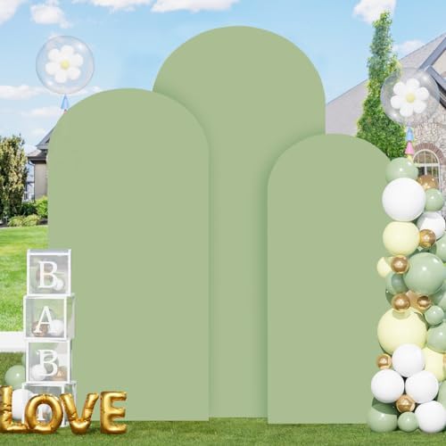 FOTSHARER Spandex Arch Cover 6FT 6.6FT 7.2FT Sage Green Wedding Arch Backdrop Cover for Round Top Arches Chiara Arch Cover Backdrop Fabric Wedding Arch Stand Cover Spandex Fit Arch Cover Cloth Decor - Image 6