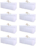Shillance 8 Packs White Spandex Table Covers 6 Foot, Fitted Stretch Table Cloth with Skirts 72x30 Inch, Wrinkle-Free Floor Length Rectangle Tablecloths for Weddings Parties Banquets Events by Shillance
