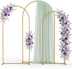 Metal Arch Backdrop Stand 3 Set (7.2FT+6.6FT+6FT), Gold Wedding Arch Frame by Unknown