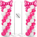 Bow Balloon Column Stand Set of 2, Hot Pink,White by Charnoel