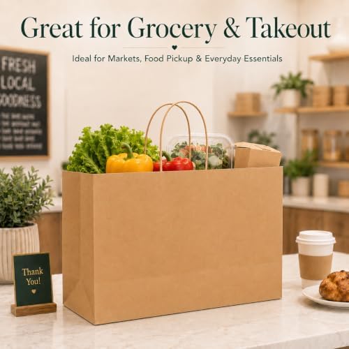 GSSUSA Brown Paper Bags with Handles, Large Gift Bags 16x6x12, 100 Pack - Image 6