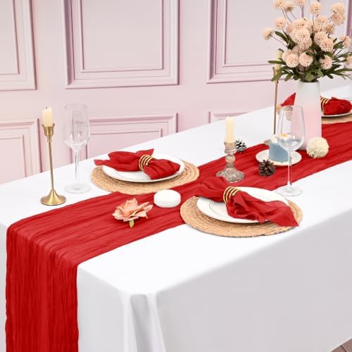 60Pack Red Cheesecloth Napkins Rustic Boho Gauze Napkins 20"x20" - Image 7