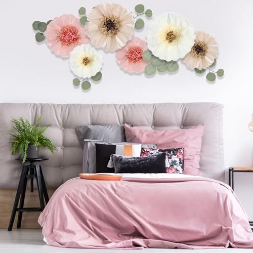 Lincia 80 Pcs Giant Tissue Paper Flowers with Artificial Eucalyptus Leaves, Large Paper Flower Decoration for Wall Tea Party Supplies Baby Shower Birthday Nursery Room Wedding(Elegant Color,19''/12'') - Image 6