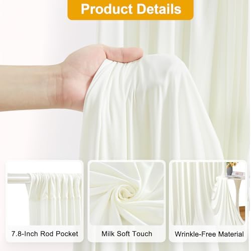 50FT x 15FT Wrinkle-Free Ivory Backdrop Curtains for Wedding, 10 Panels Ivory Fabric Photo Background Drapes for Wedding Reception, Birthday, Bridal & Baby Shower Decorations Photography - Image 4