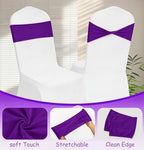 Purple Chair Sashes Bows 60Pcs Spandex Chair Sashes Elastic Chair Cover Bands Ties Without Buckle for Wedding Birthday Party Ceremoney Events Decoration - Image 3