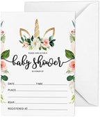 Pack of 30, Girl Baby Shower Party Collection, Baby Shower Invitation Cards, Fill in the Blank Invites WIth Envelopes, Unicorn Theme Party Supplies by Inkdotpot