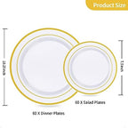 Goodluck 120PCS Gold Plastic Plates, Heavy Duty Disposable Gold Plates - Image 3