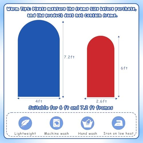 2PCS Arch Backdrop Covers Red Blue (7.2ft+6ft) , Spandex Fitted Arch Stand Covers Background for Wedding Baby Shower Birthday Bridal Shower Party Decorations(Only Covers) - Image 5