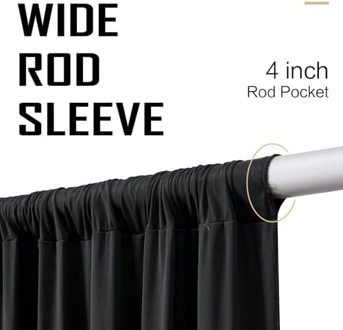 gogoparti 20x15 ft Black Backdrop Curtain for Weddings & Parties - 4-Panel Wrinkle-Free Polyester Drape, 15 FT Long for Birthday, Baby Shower, Halloween Photography Background - Image 3